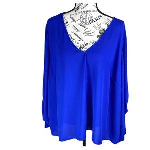 Eloquii v-neck foldable sleeves  blouse plus size